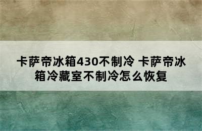 卡萨帝冰箱430不制冷 卡萨帝冰箱冷藏室不制冷怎么恢复